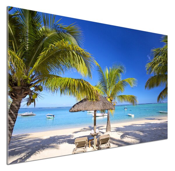 Sticlă printata bucătărie plaja Mauritius