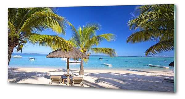 Sticlă printata bucătărie plaja Mauritius