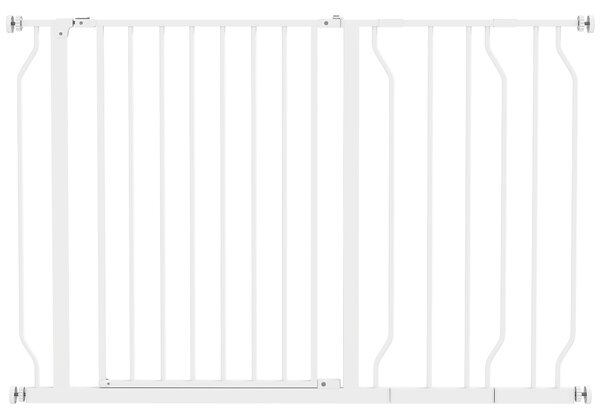 PawHut Poartă de Siguranță pentru Câini din Oțel și ABS, Poartă Extensibilă pentru Câini pentru Scări și Uși, 75-115 cm, Alb