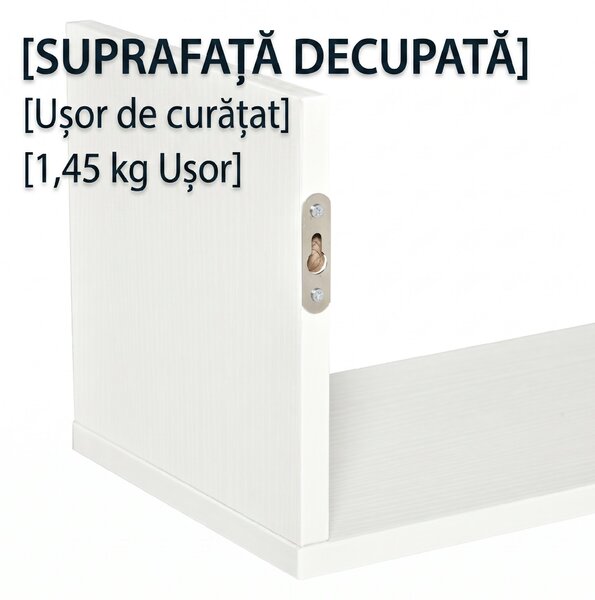 HOMCOM Set di 3 Rafturi de Perete pentru Obiecte, Rafturi de Perete din Lemn, 80x18x18 cm, Alb | Aosom Romania