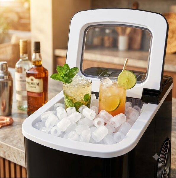 Mașină de făcut cuburi de gheață Ruhhy - Capacitate 12 kg/24h, putere 120W, afișaj LCD
