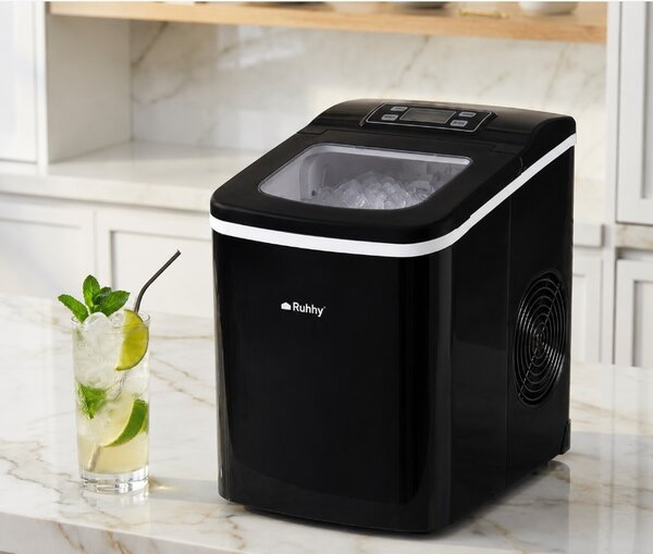 Mașină de făcut cuburi de gheață Ruhhy - Capacitate 12 kg/24h, putere 120W, afișaj LCD