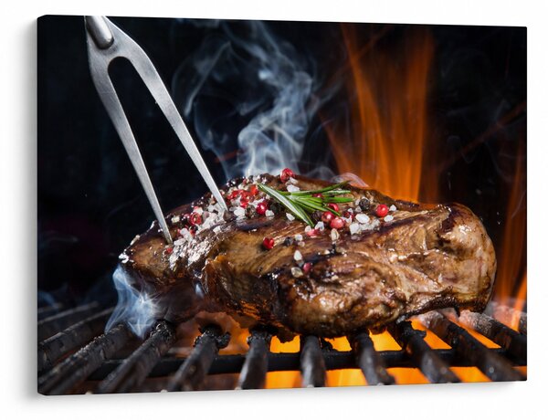 Tablou cu steac pe grill (70x50 cm)