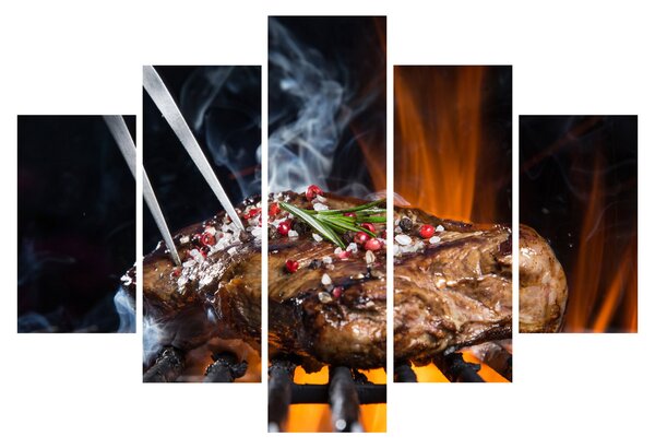 Tablou cu steac pe grill (150x105 cm)