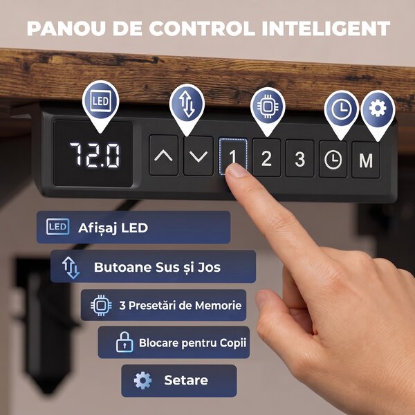 HOMCOM Birou standing electric reglabil, maro rustic | Aosom Romania