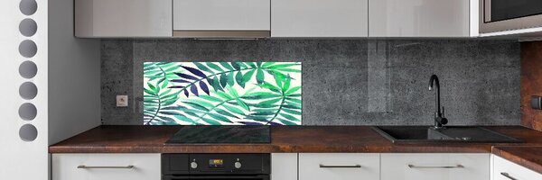 Panou sticla securizata bucatarie frunze tropicale