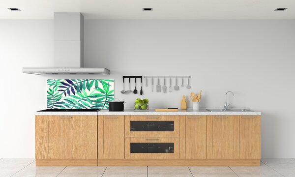 Panou sticla securizata bucatarie frunze tropicale