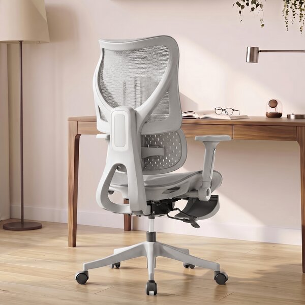 HOMCOM Scaun de birou ergonomic cu suport pentru picioare și plasă respirabilă, gri | Aosom Romania