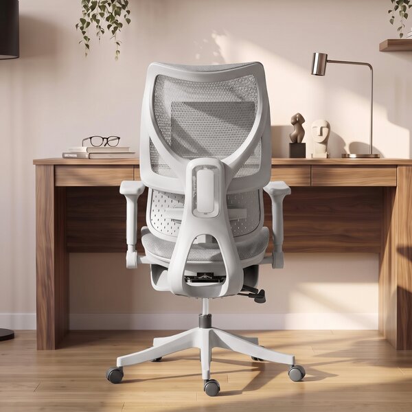 HOMCOM Scaun de birou ergonomic cu suport pentru picioare și plasă respirabilă, gri | Aosom Romania