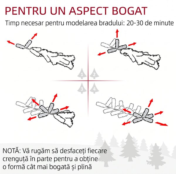 HOMCOM Brad de Crăciun Înzăpezit Înalt cu 618 Crengi, Brad Artificial de Crăciun cu Conuri și Bază, Ø70x180 cm, Verde | Aosom Romania
