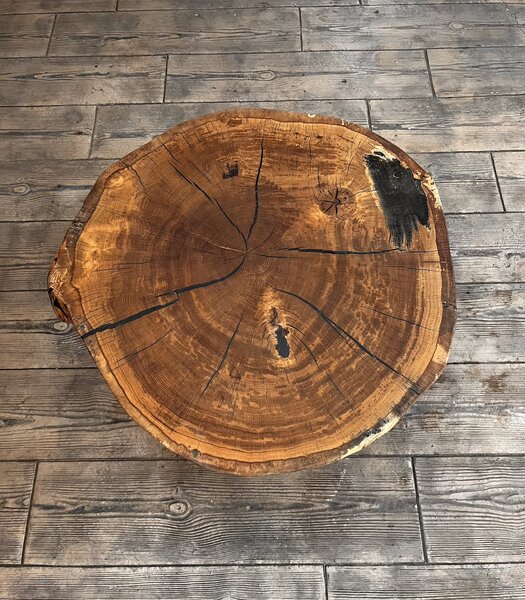 Măsuță de cafea Stejar Masiv „Epic Center” – 84x84x7 cm - X - oval