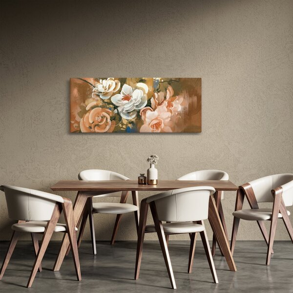 Tablou -Buchet de flori pictat (120x50 cm)