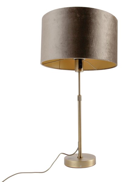 Lampă de masă bronz cu abajur de catifea maro 35cm - Parte