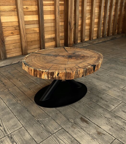 Măsuță de cafea stejar masiv „Black Onyx”” – 85x75x7 cm