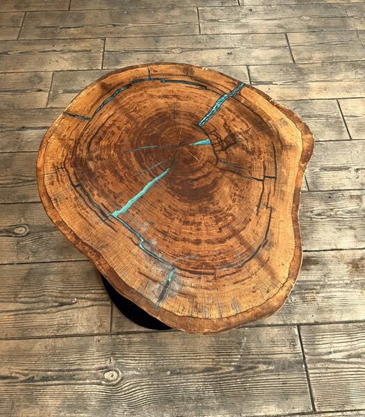 Măsuță de cafea stejar masiv „Blue River” – 83x75x7 cm