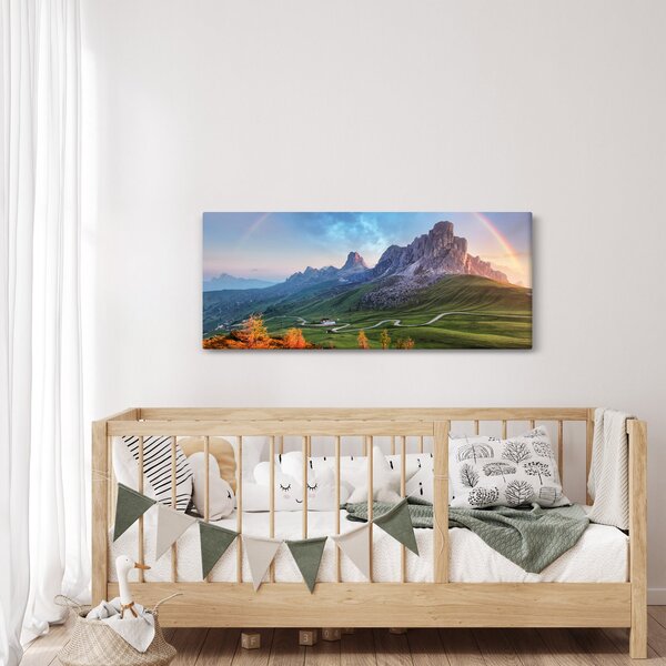 Tablou cu curcupeu deasupra stâncilor (120x50 cm)
