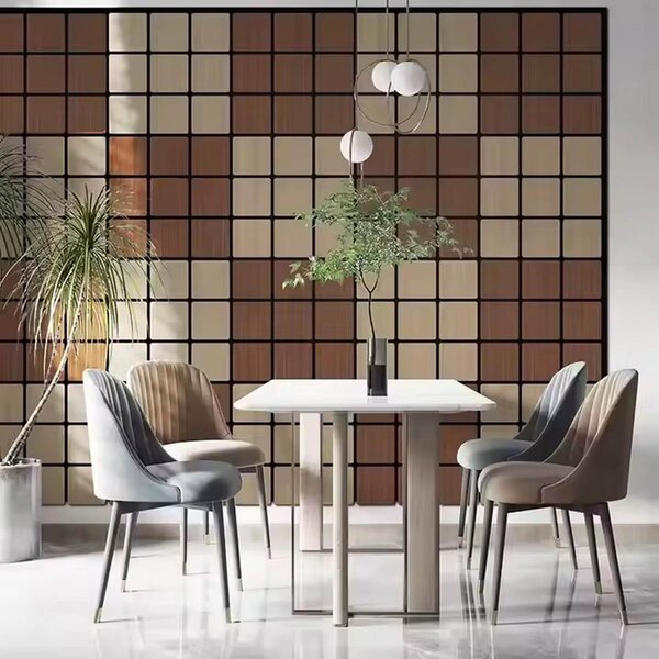 Panou de perete acustic pătrățos din lemn Freja - 60x60cm - grey oak
