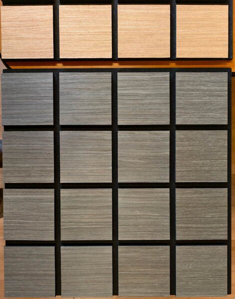 Panou de perete acustic pătrățos din lemn Freja - 60x60cm - grey oak