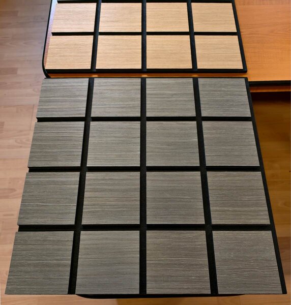 Panou de perete acustic pătrățos din lemn Freja - 60x60cm - grey oak