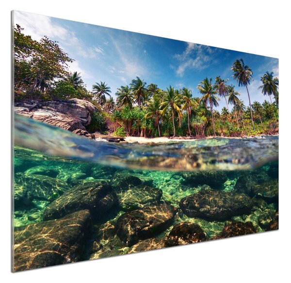 Sticlă pentru bucătărie plaja tropicala