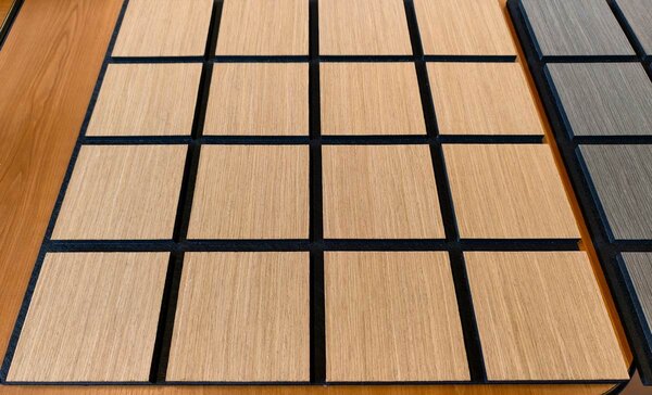 Panou de perete acustic pătrățos din lemn Freja - 60x60cm - white oak