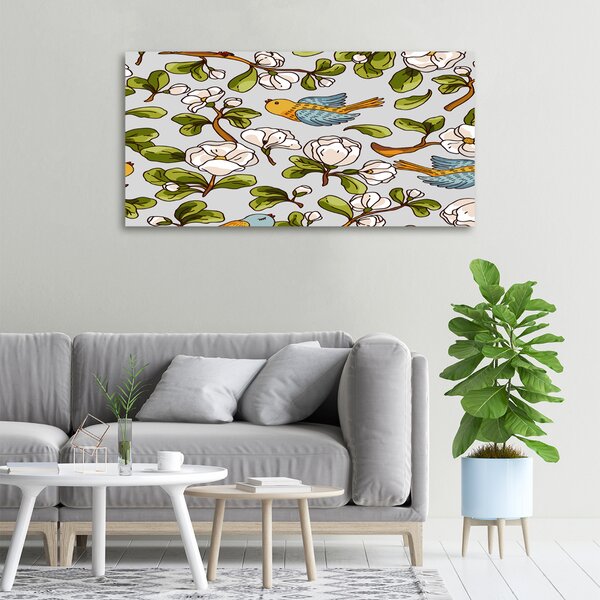 Tablou canvas Flori și păsări