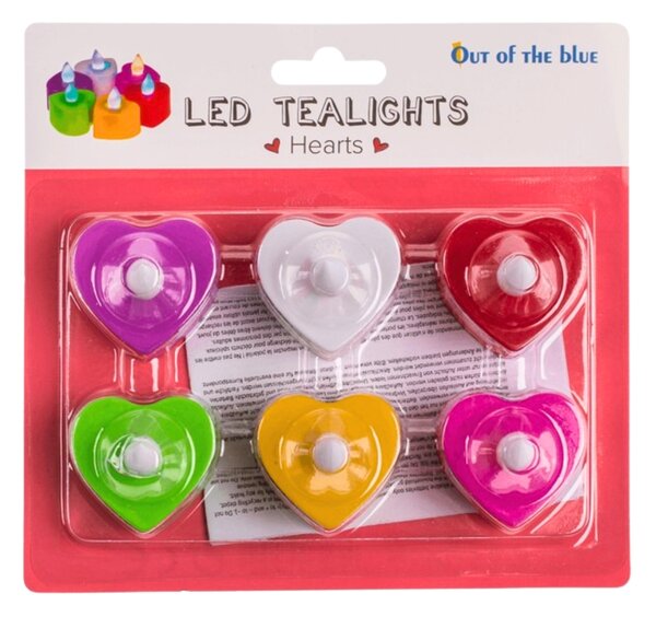Lumanari LED tip lumanare de ceai in forma de inima HEARTS, set 6 bucati
