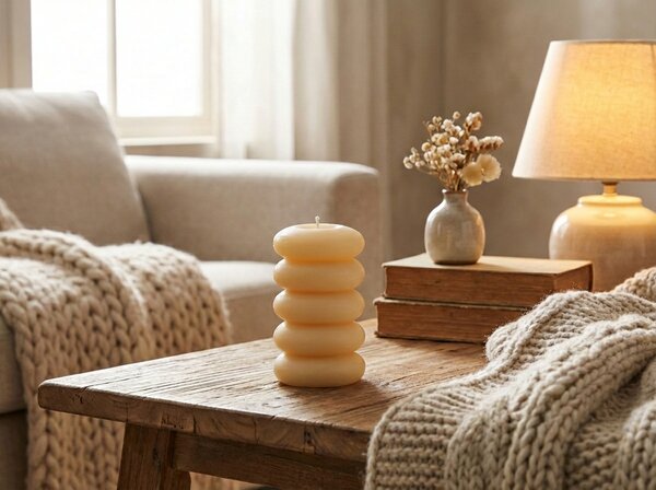 Lumanare cilindrica MACARON 11,5 cm galben deschis