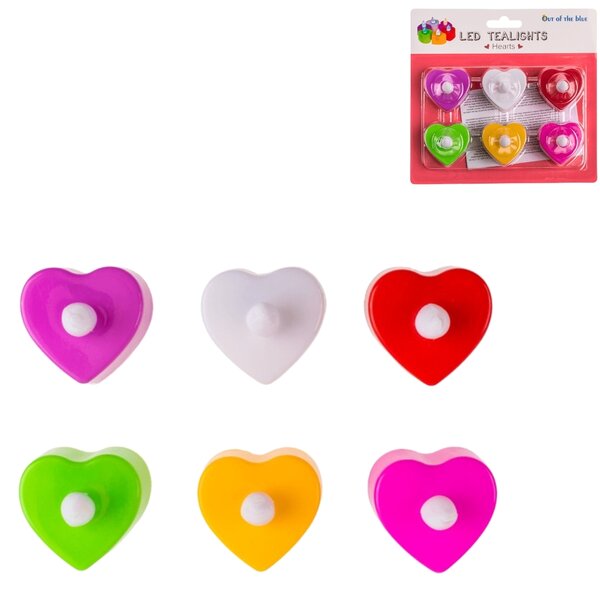 Lumanari LED tip lumanare de ceai in forma de inima HEARTS, set 6 bucati