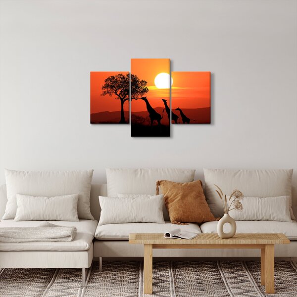 Tablou cu girafe în apus de soare (90x60 cm)