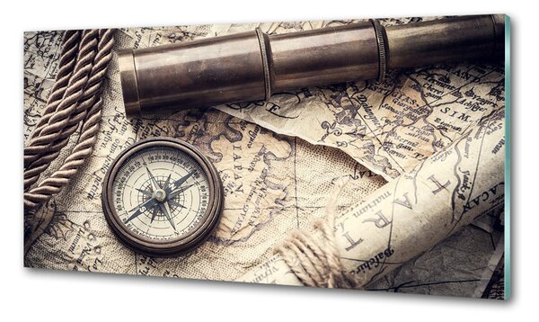 Panou sticlă decorativa bucătărie Compass Harta lupei