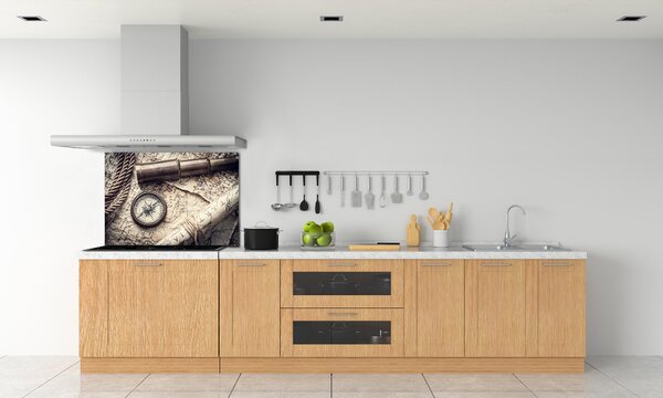 Panou sticlă decorativa bucătărie Compass Harta lupei