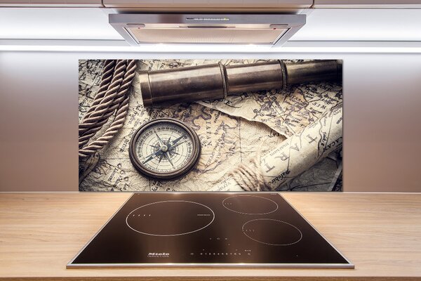 Panou sticlă decorativa bucătărie Compass Harta lupei