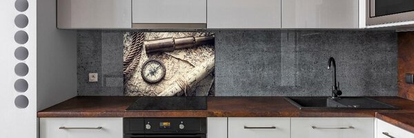 Panou sticlă decorativa bucătărie Compass Harta lupei
