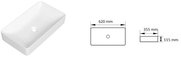 Gamma Sawa, lavoar blat 620x355x115 mm, alb lucios, GMA-UC-SAWA
