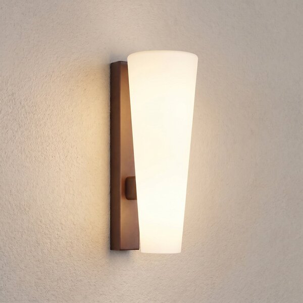 Lucande Lampa de perete pentru exterior cu LED Jovra, oțel Corten, înălțime 32, Maro / Rugină, Sticlă, Modern