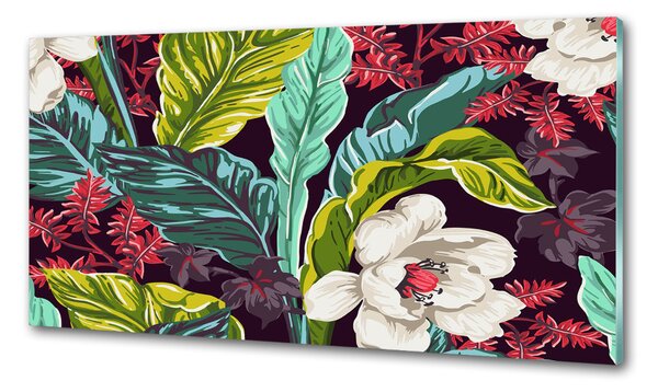 Sticlă pentru bucătărie flori tropicale