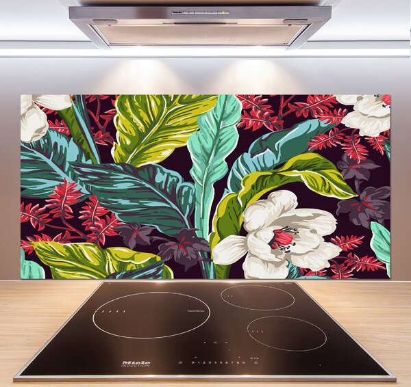 Sticlă pentru bucătărie flori tropicale