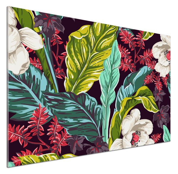 Sticlă pentru bucătărie flori tropicale