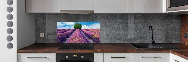Sticlă printata bucătărie câmp de lavandă