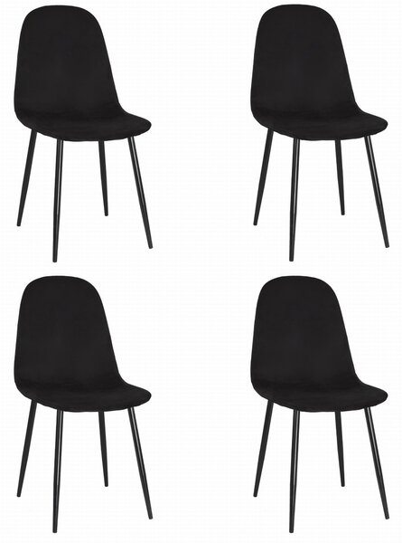 Set 4 Scaune Bucatarie/Dining Caddo Catifea Neagra