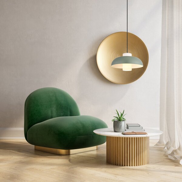 Globo Lampă suspendată Lowe, verde mat, Ø 38 cm, metal, reglabil, Verde, Camera de zi / sufragerie, Metal, Modern