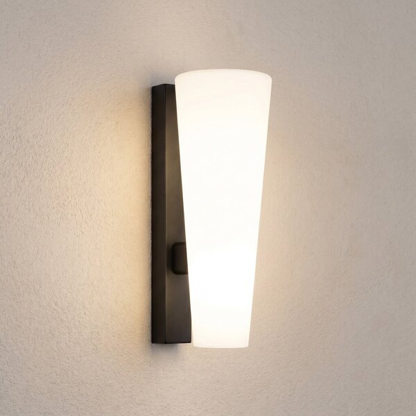 Lucande Lampa de perete pentru exterior cu LED Jovra, negru, înălțime 32 cm, Alb, Sticlă, Modern