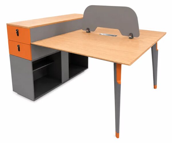 Birou operational Monarch F1612C, cu sertare fixe si 2 locuri - H1100 x L1600 x l1230 mm