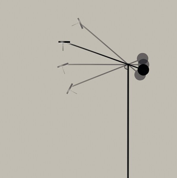 LEDS-C4 Invisible lampă podea LED 2700K dimmer tac, reglabil, Negru, Studiu / Birou, Metal, Modern