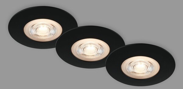 Briloner Kulana proiector încastrat LED negru set de 3 IP65, Negru, Camera de zi / sufragerie, Plastic, Modern