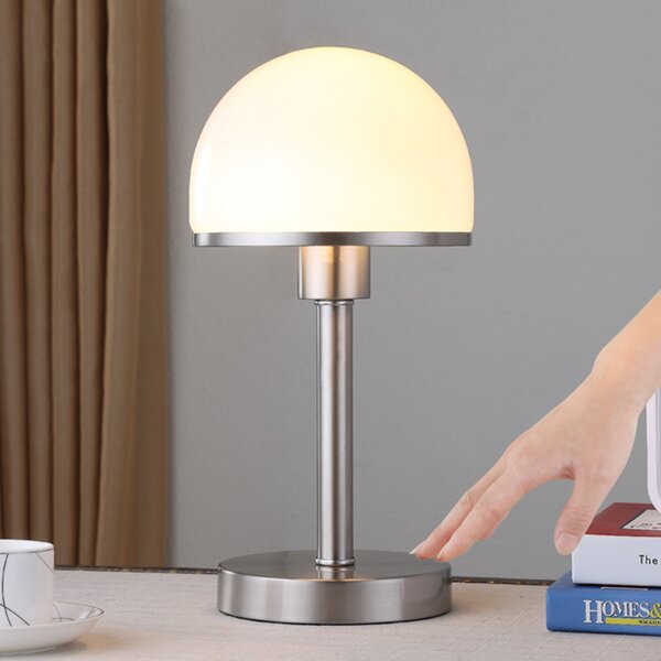 Lindby Jolie lampă masă funcție tactilă, abajur de sticlă, Gri, dormitor, Metal, Modern