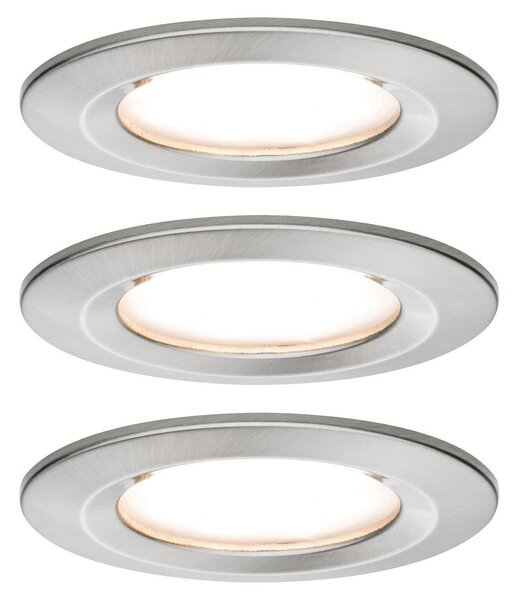 Paulmann Nova lampă LED încastrată 3x rigidă, fier, Metalic, Camera de zi / sufragerie, Metal, Modern, Corpuri de iluminat încastrate rotunde