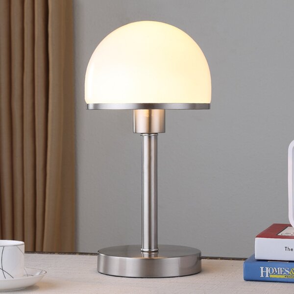 Lindby Jolie lampă masă funcție tactilă, abajur de sticlă, Gri, dormitor, Metal, Modern