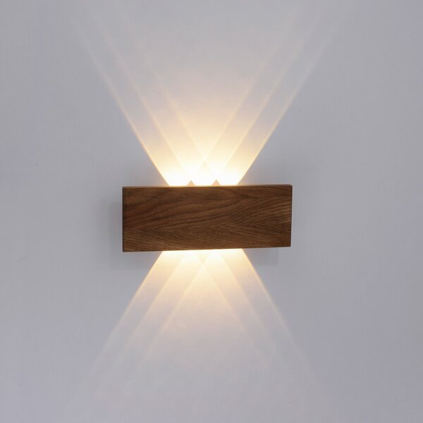 Paul Neuhaus Palma LED perete de din lemn 32 cm, Lemn, Camera de zi / sufragerie, Lemn, Modern, Priză de perete sus / jos